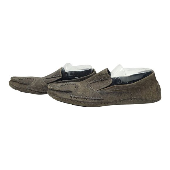 Bed Stu Distressed Leather Stitched Driving Mocs Mens 12 Gray Slip On Loafer - Picture 1 of 16